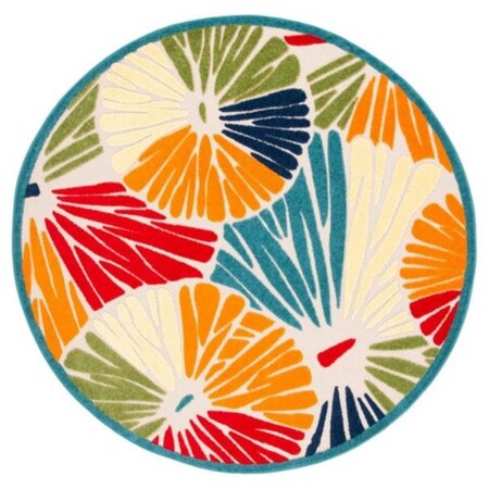 Safavieh 6 ft. 7 in. x 6 ft. 7 in. Bohemian Cabana Round Rug; Ivory & Blue CBN356A-7R